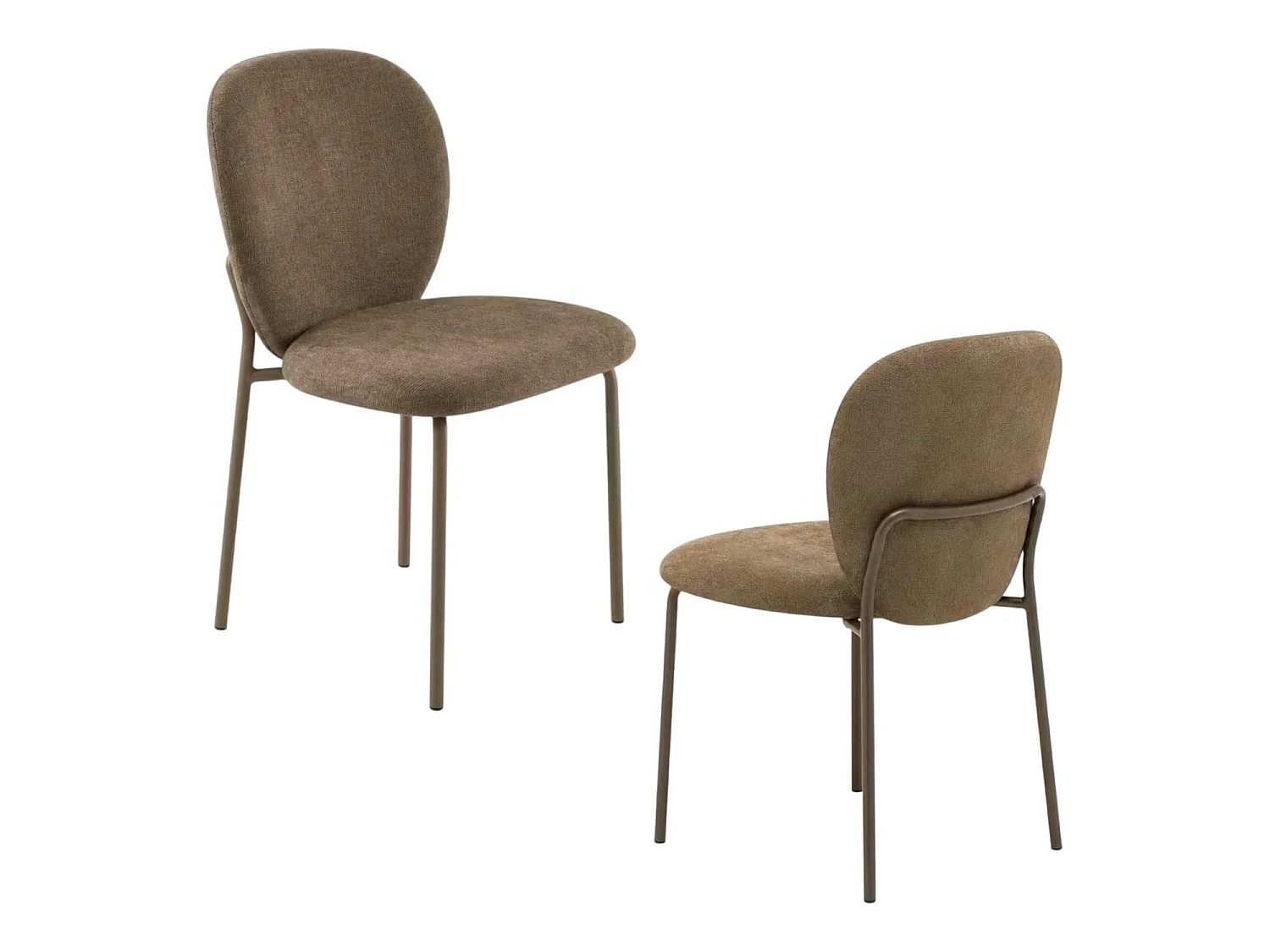 Chaise tissu marron design arrondi (lot de 2) LORA