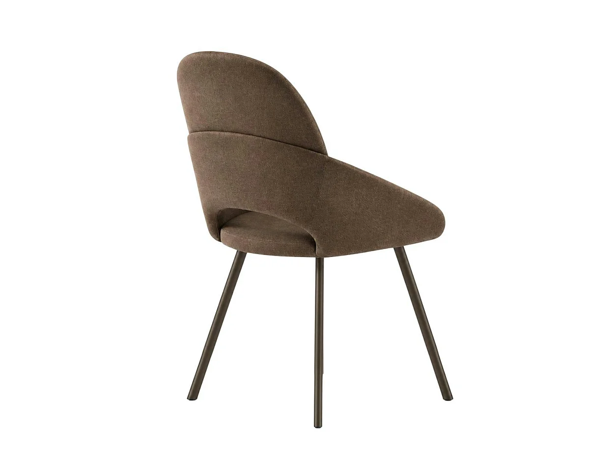 Chaise marron accoudoirs intégrés pieds bronze (x2) AUREN