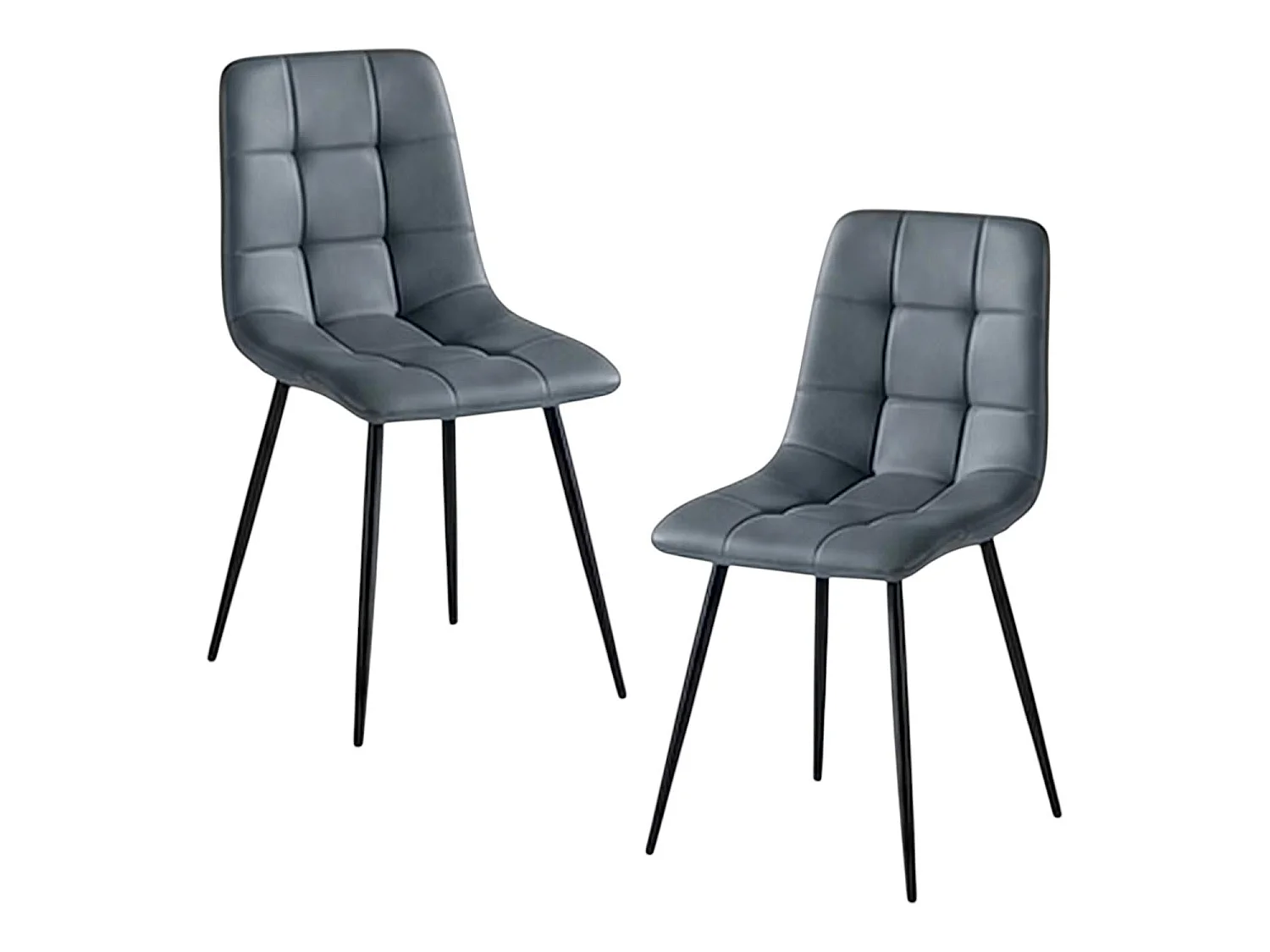 Chaise bleu arctique motif damier (lot de 2) LORA