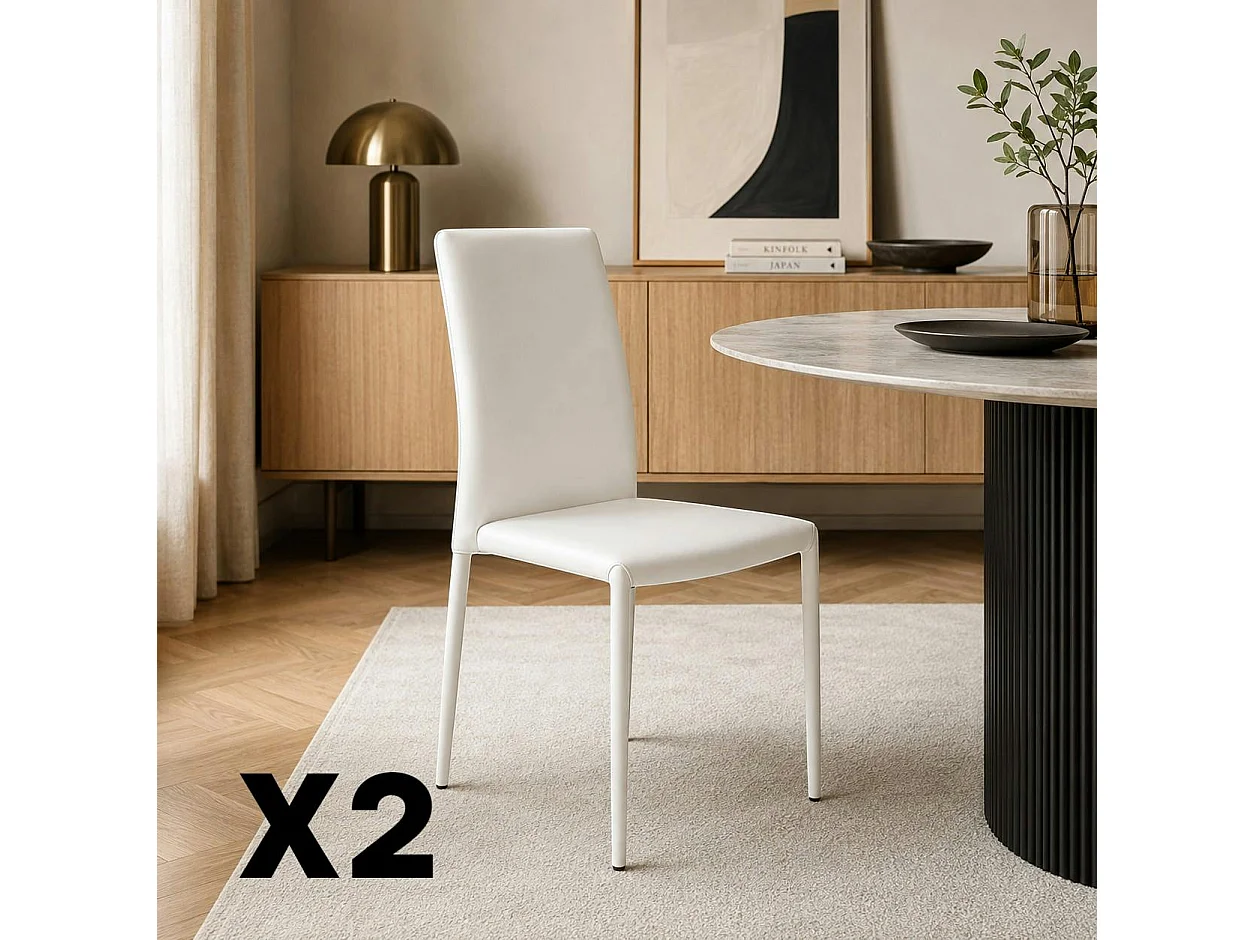 Chaise de salle à manger blanche moderne (lot de 2) LORA