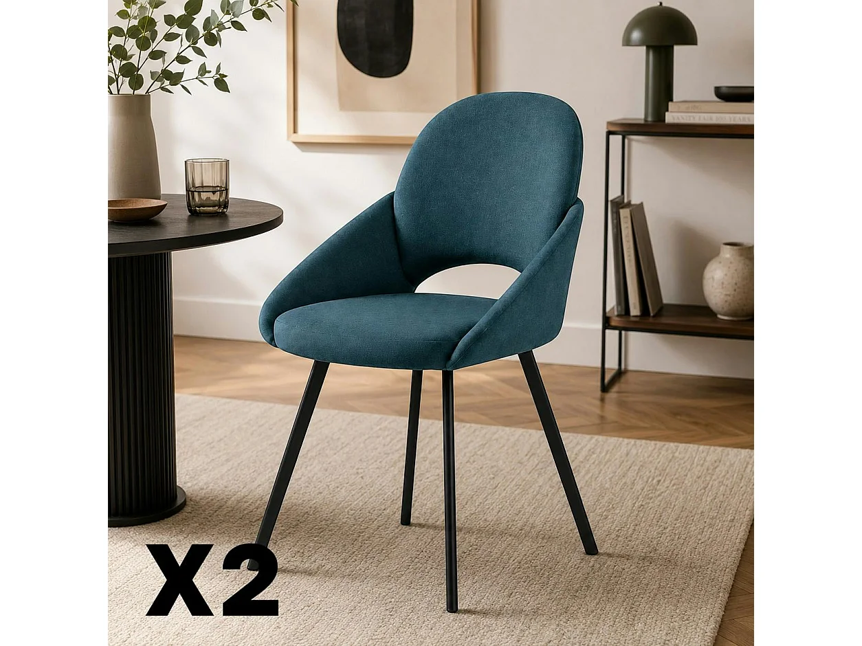 Chaise bleue à accoudoirs intégrés (x2) AUREN