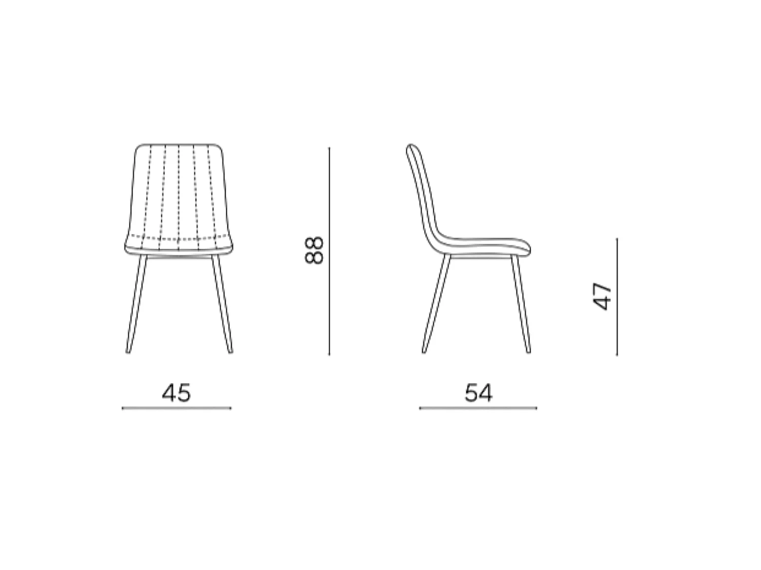 Chaise tissu moutarde à coutures verticales (lot de 2) LORA