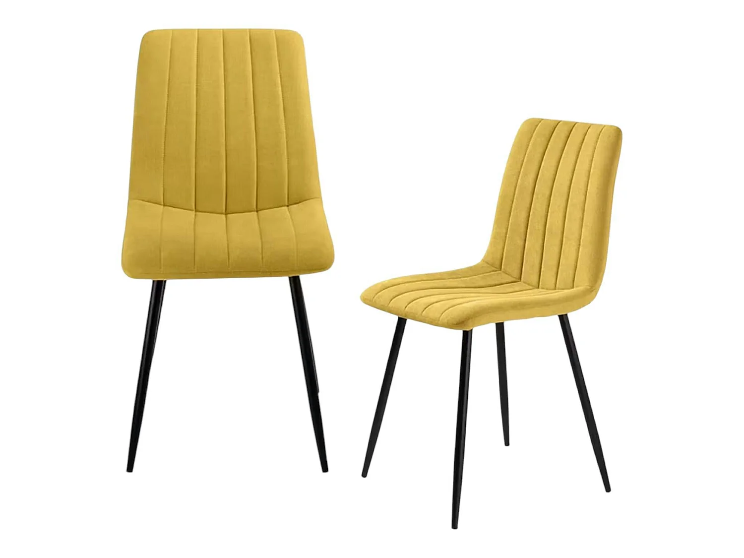 Chaise tissu moutarde à coutures verticales (lot de 2) LORA