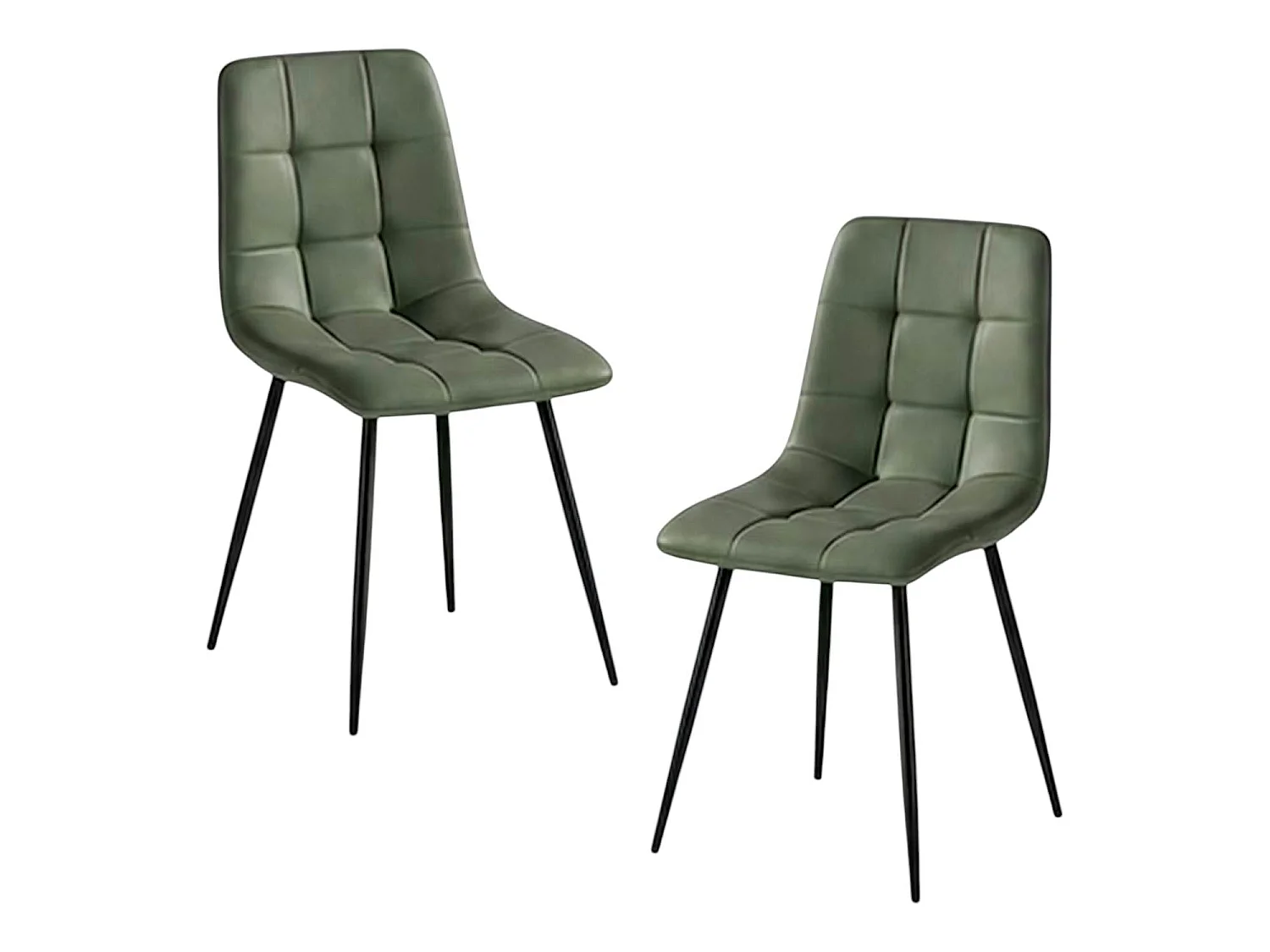 Chaise vert olive motif damier (lot de 2) LORA