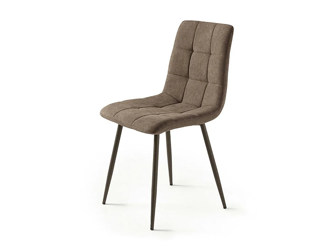 Chaise en tissu marron motif damier (lot de 2) LORA