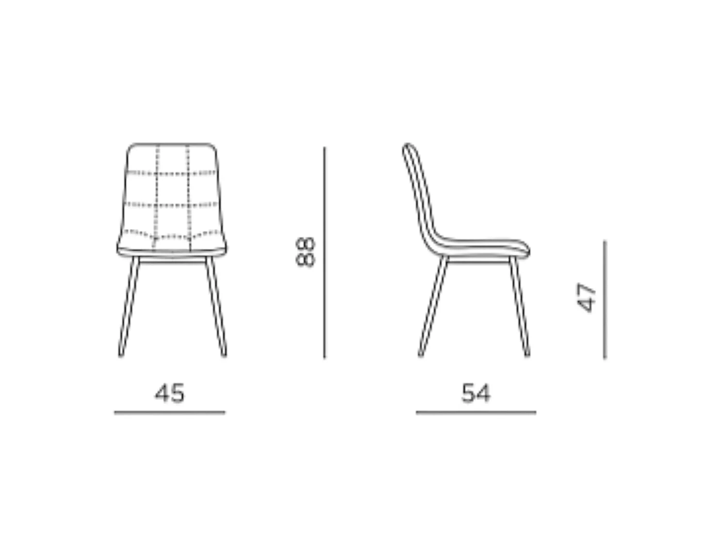 Chaise en tissu marron motif damier (lot de 2) LORA