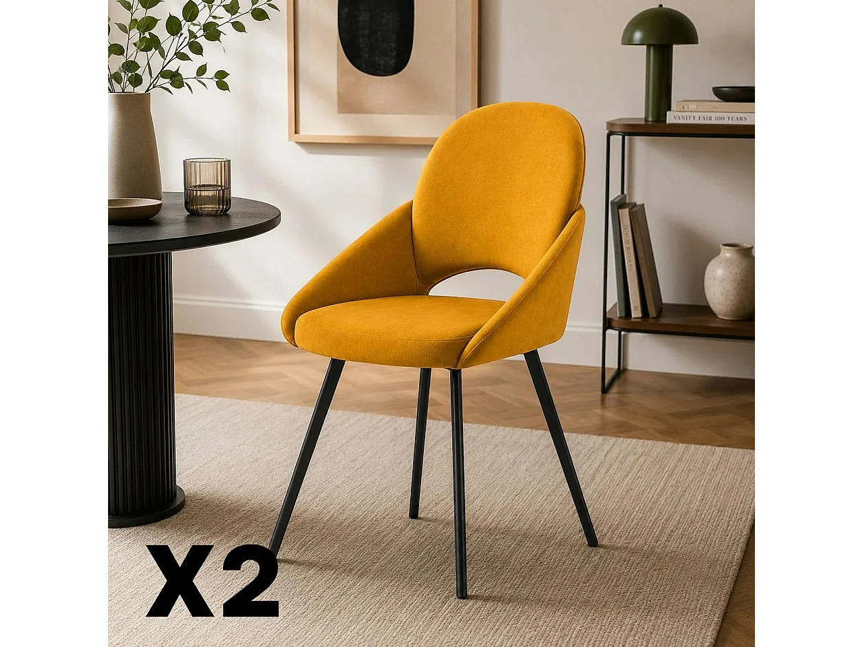 Chaise moutarde à accoudoirs intégrés (x2) AUREN