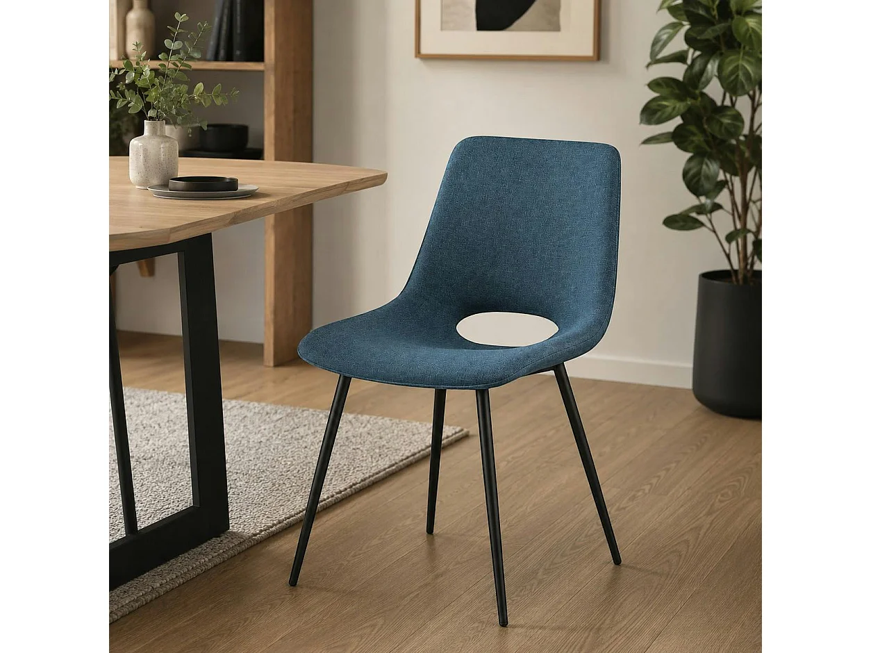Chaise tissu bleu à dossier ouvert (lot de 2) LORA