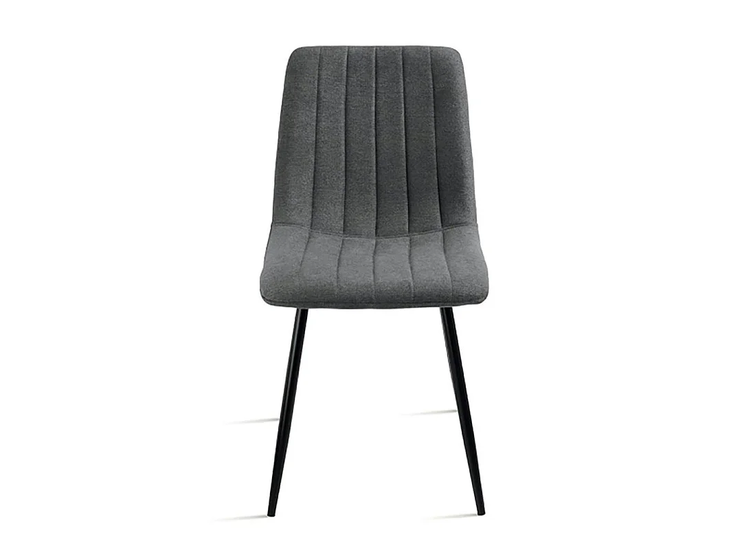 Chaise tissu gris foncé à coutures verticales (x2) LORA