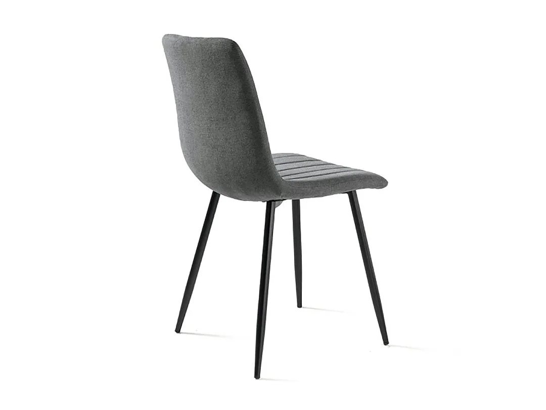 Chaise tissu gris foncé à coutures verticales (x2) LORA