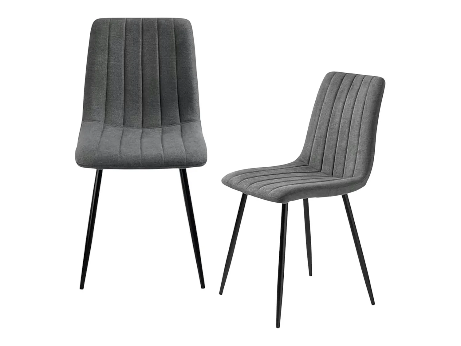 Chaise tissu gris foncé à coutures verticales (x2) LORA