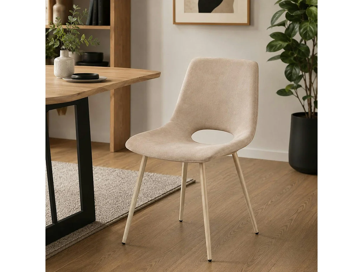 Chaise tissu taupe à dossier ouvert (lot de 2) LORA