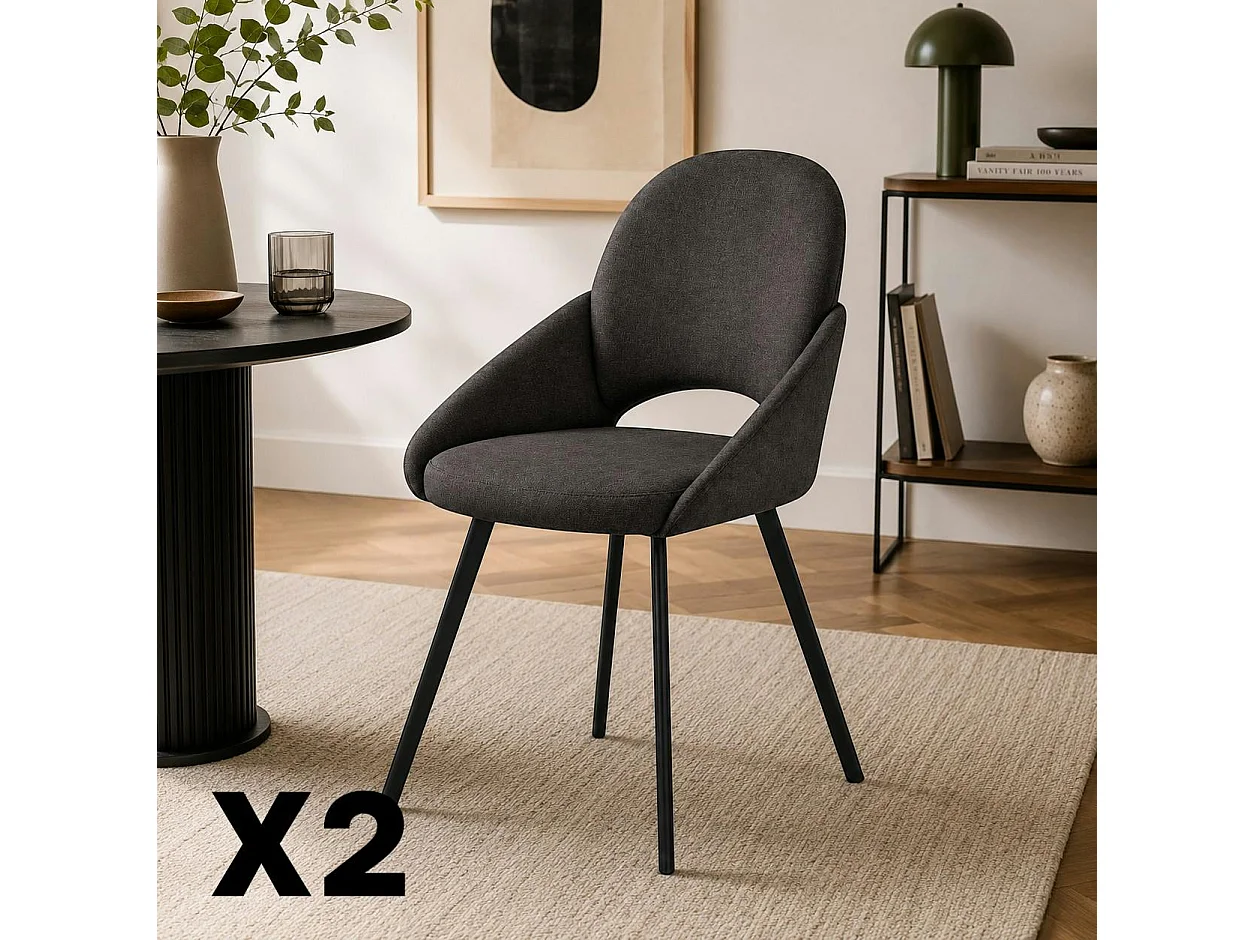 Chaise gris foncé à accoudoirs intégrés (x2) AUREN