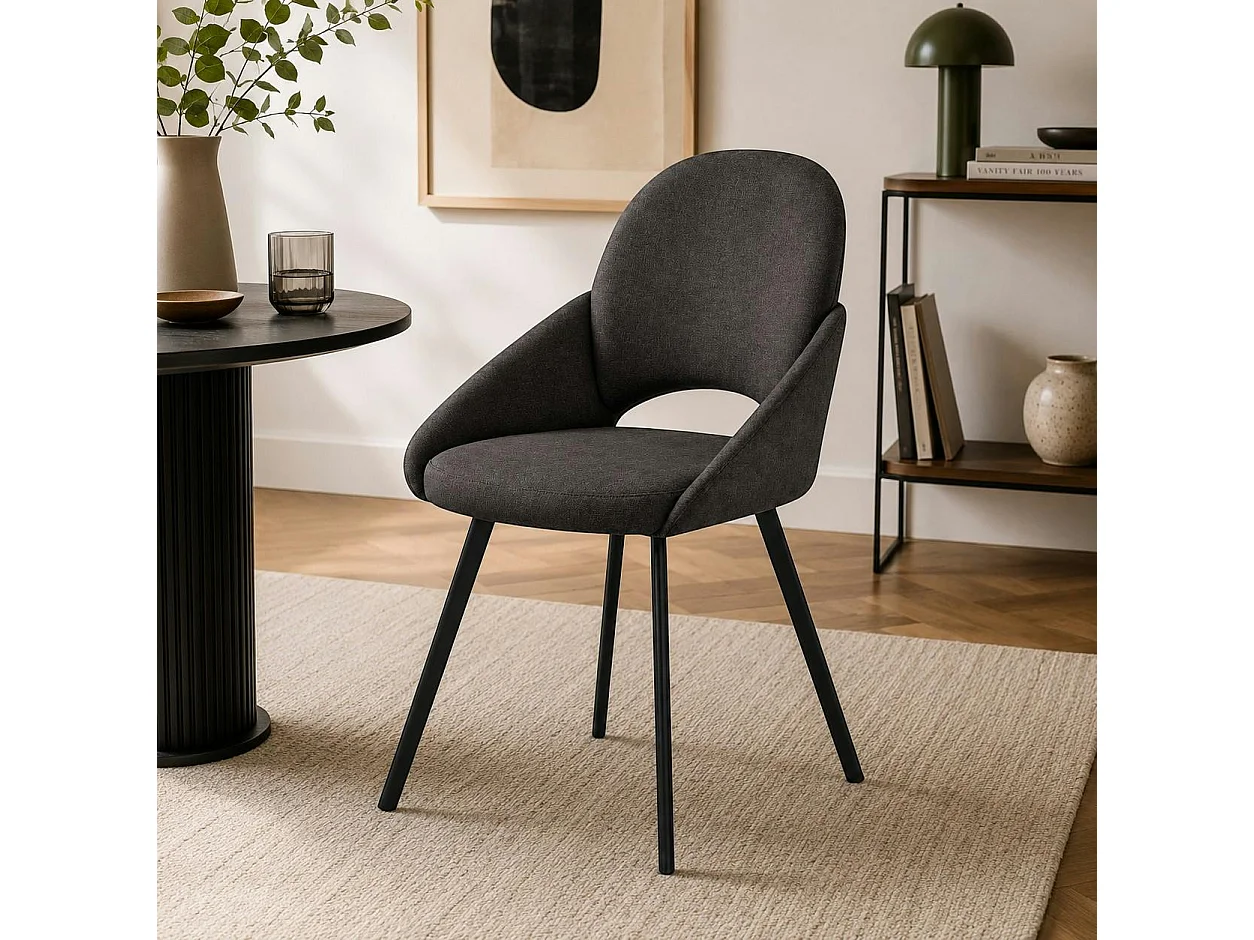 Chaise gris foncé à accoudoirs intégrés (x2) AUREN