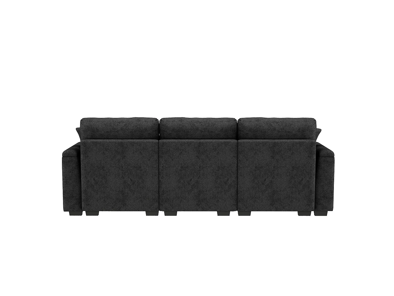 Canapé 3 places moderne en velours de chenille, avec coussins, table pliante, ports USB, porte-gobelets et rangement intégré,Gris