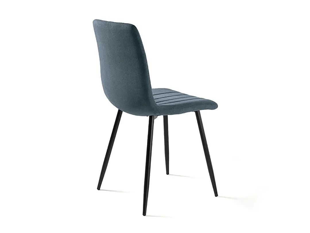 Chaise tissu bleu à coutures verticales (lot de 2) LORA