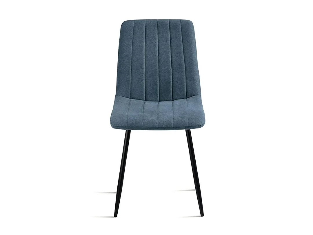 Chaise tissu bleu à coutures verticales (lot de 2) LORA