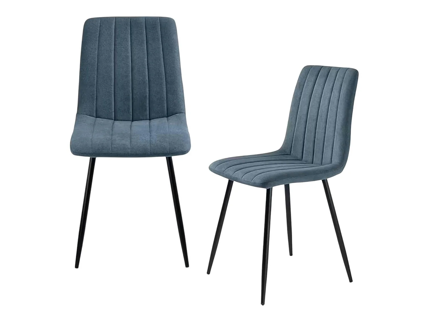 Chaise tissu bleu à coutures verticales (lot de 2) LORA