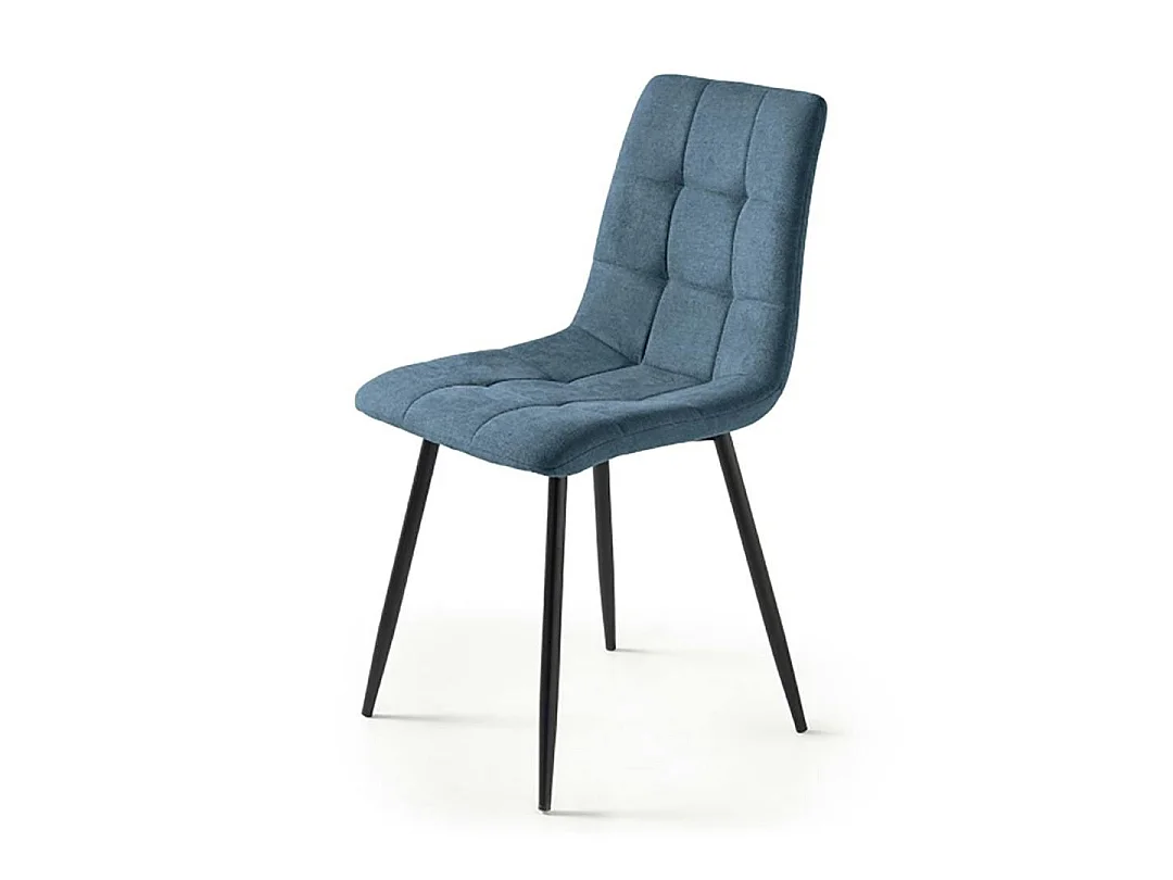 Chaise en tissu bleu motif damier (lot de 2) LORA