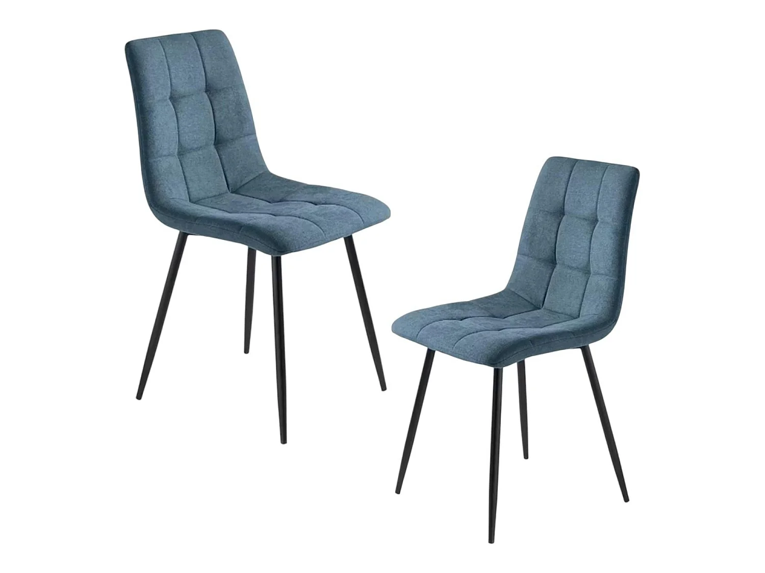 Chaise en tissu bleu motif damier (lot de 2) LORA