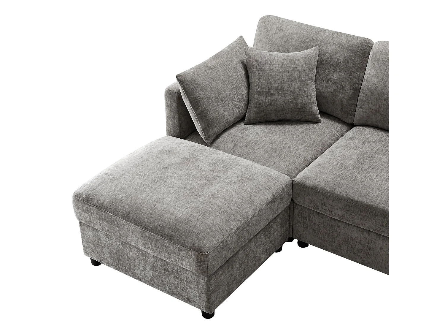 Canapé d'angle 3 places en velours chenille gris