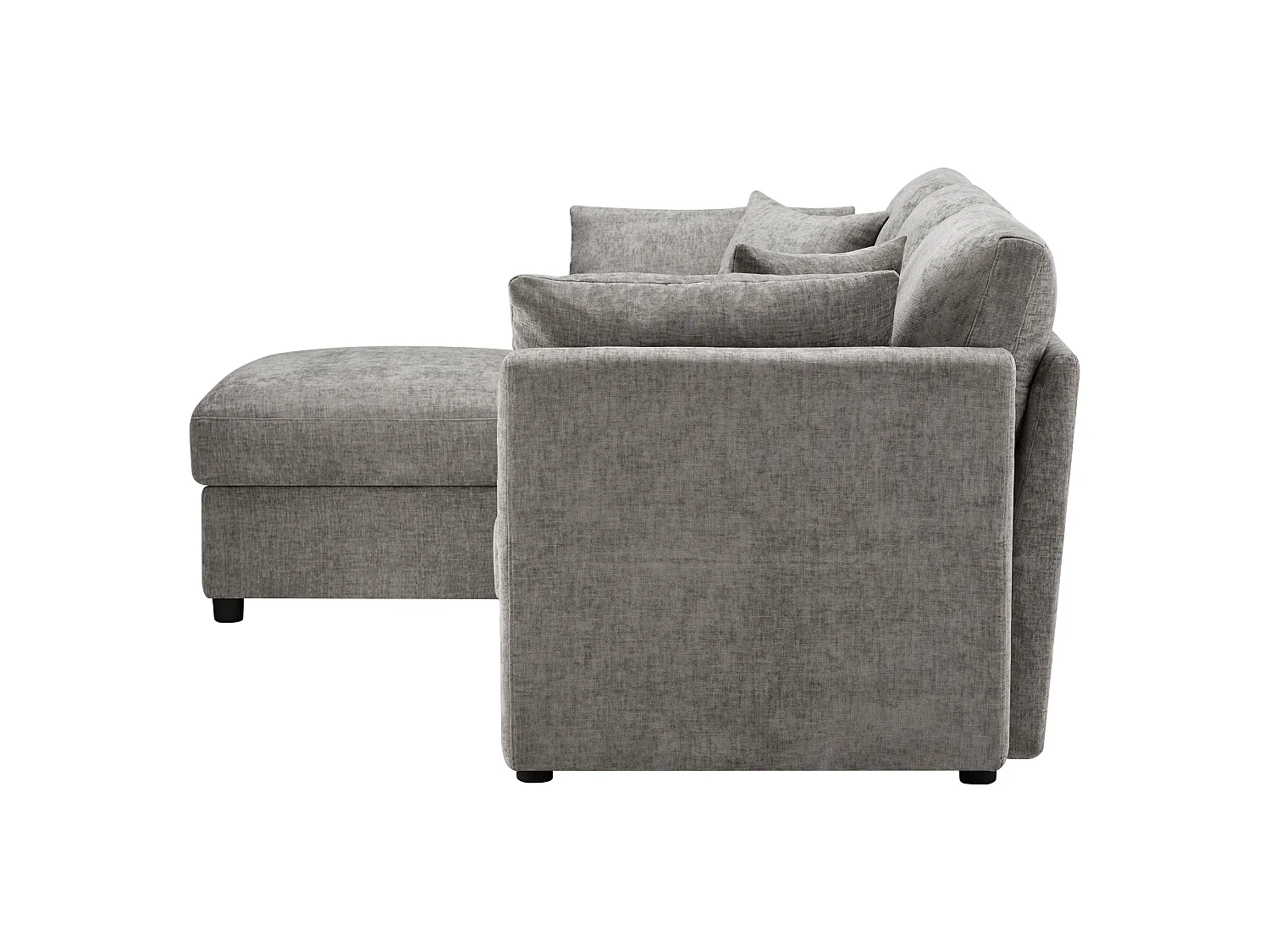 Canapé d'angle 3 places en velours chenille gris