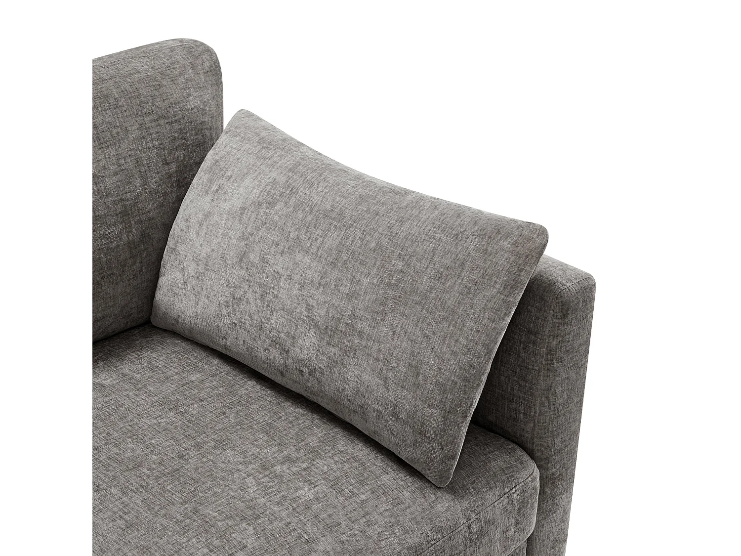 Canapé d'angle 3 places en velours chenille gris