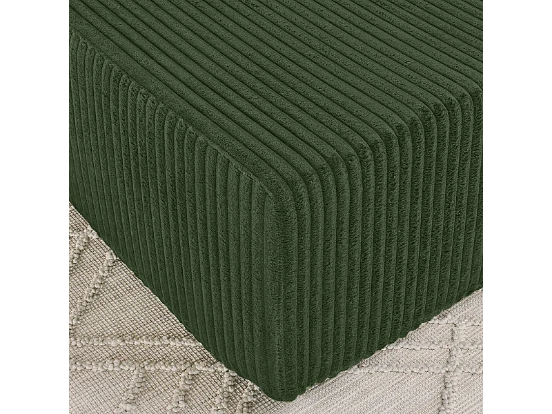 Chaise longue modulare 2 posti in velluto a coste, con portabicchieri, 186x154x78cm, Verde