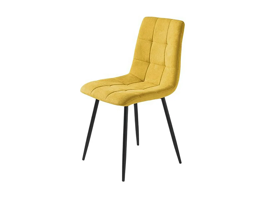 Chaise en tissu moutarde motif damier (lot de 2) LORA