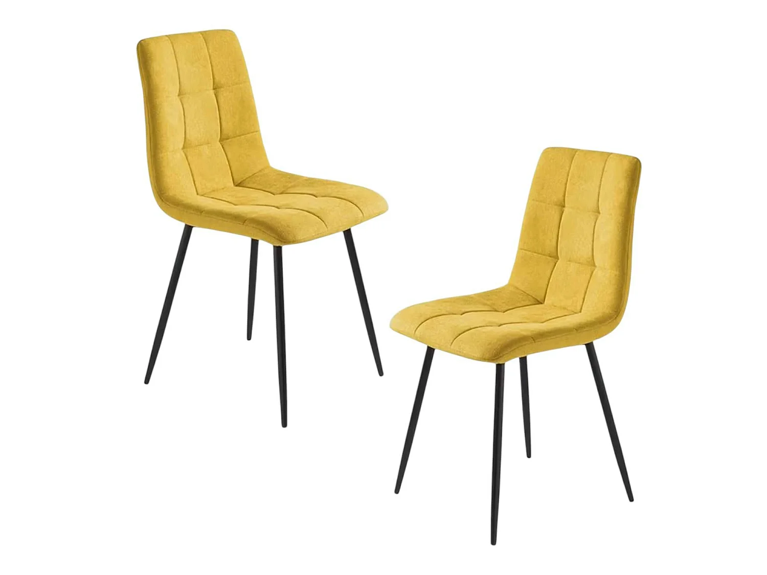 Chaise en tissu moutarde motif damier (lot de 2) LORA