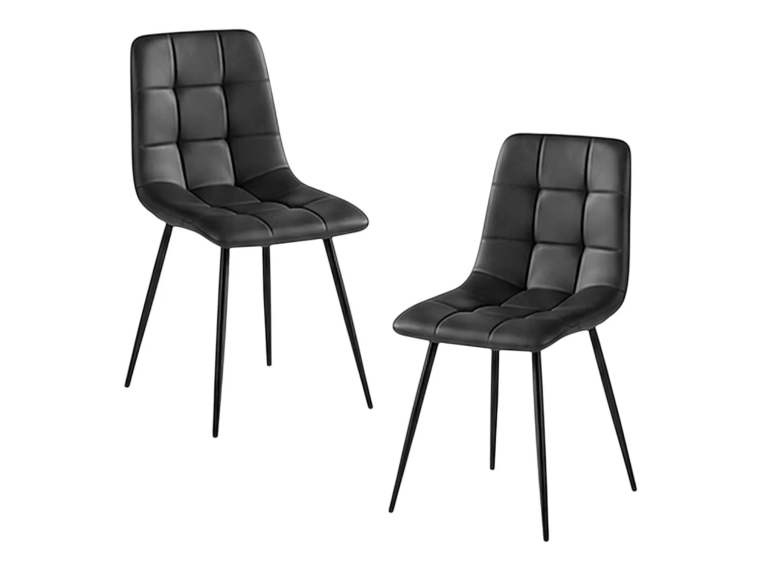 Chaise gris foncé motif damier (lot de 2) LORA
