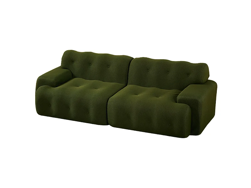 224cm Divano modulare 2 posti in tessuto 3D a maglia, profondità seduta 68cm, Verde