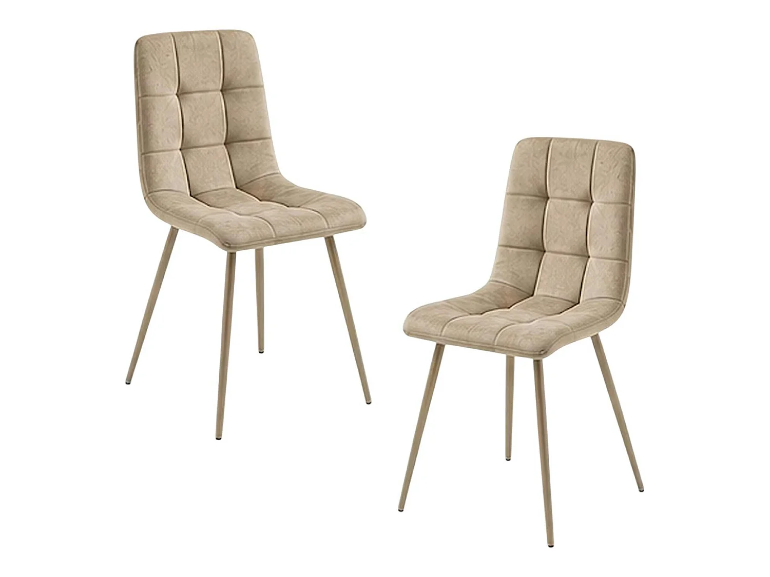 Chaise en tissu taupe motif damier (lot de 2) LORA