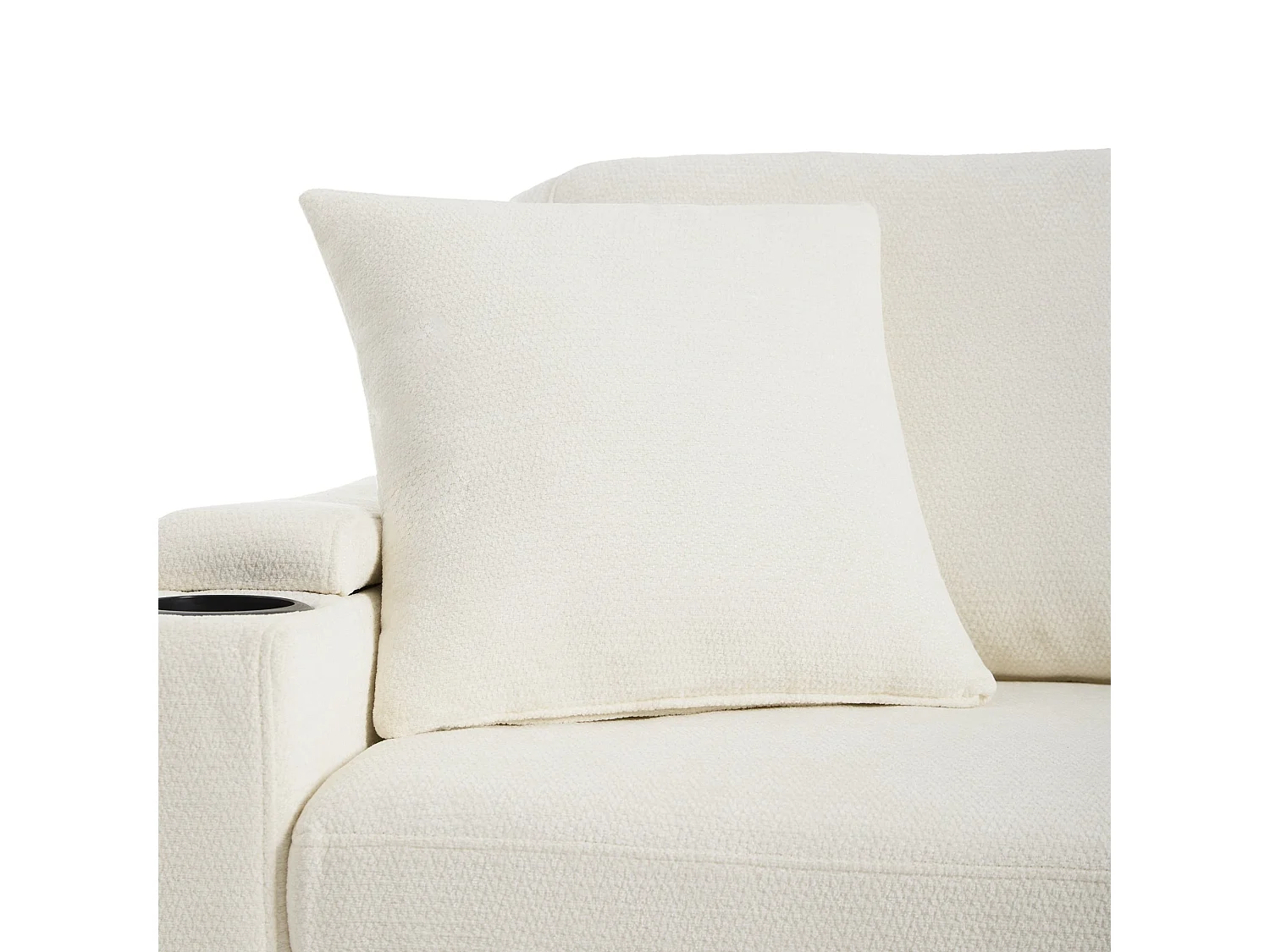 Canapé d'angle convertible, avec espace de rangement, port de chargement USB, 4 coussins, en tissu chenille, beige