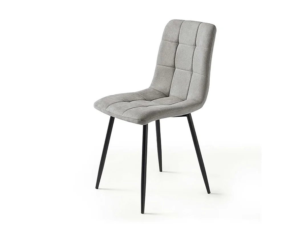 Chaise en tissu gris clair motif damier (lot de 2) LORA