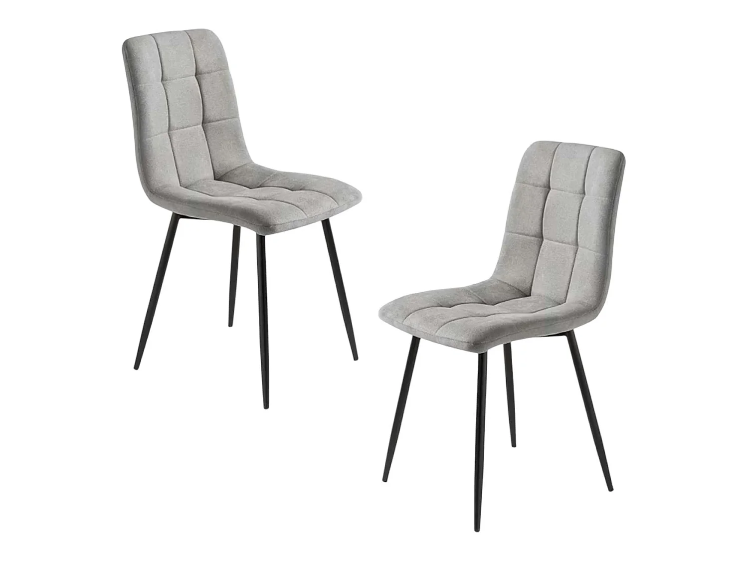 Chaise en tissu gris clair motif damier (lot de 2) LORA