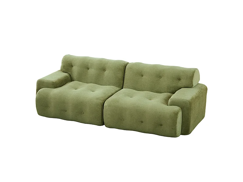 Modulaire 2-zits bank van chenillestof, 68cm zitdiepte, 224×104×66cm, Groen