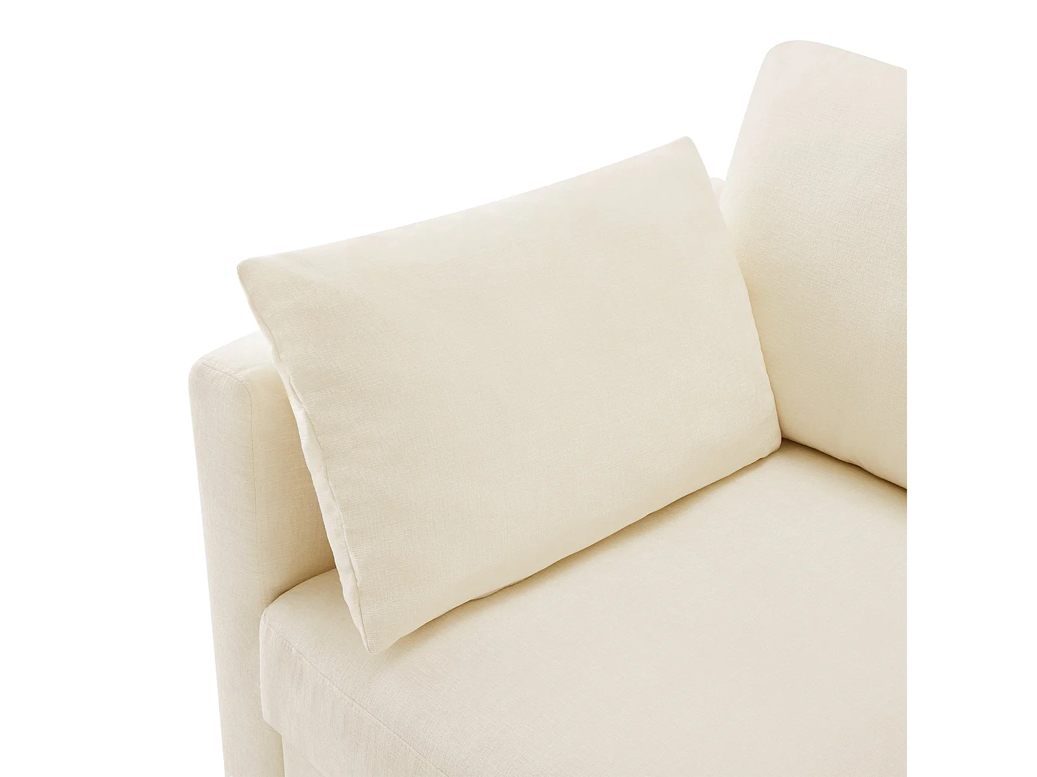 Canapé d'angle, avec 4 coussins, en tissu chenille, Beige