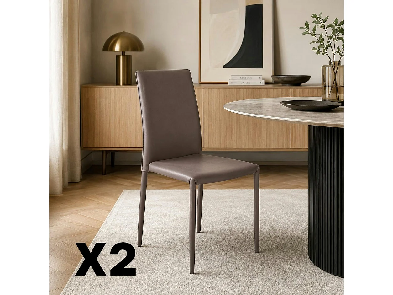 Chaise de salle à manger marron moderne (lot de 2) LORA