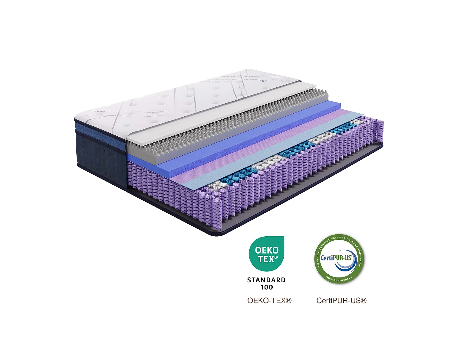 Matelas 120x200- cm - Ressorts ensachés, Ferme(H3), épaisseur 25 cm