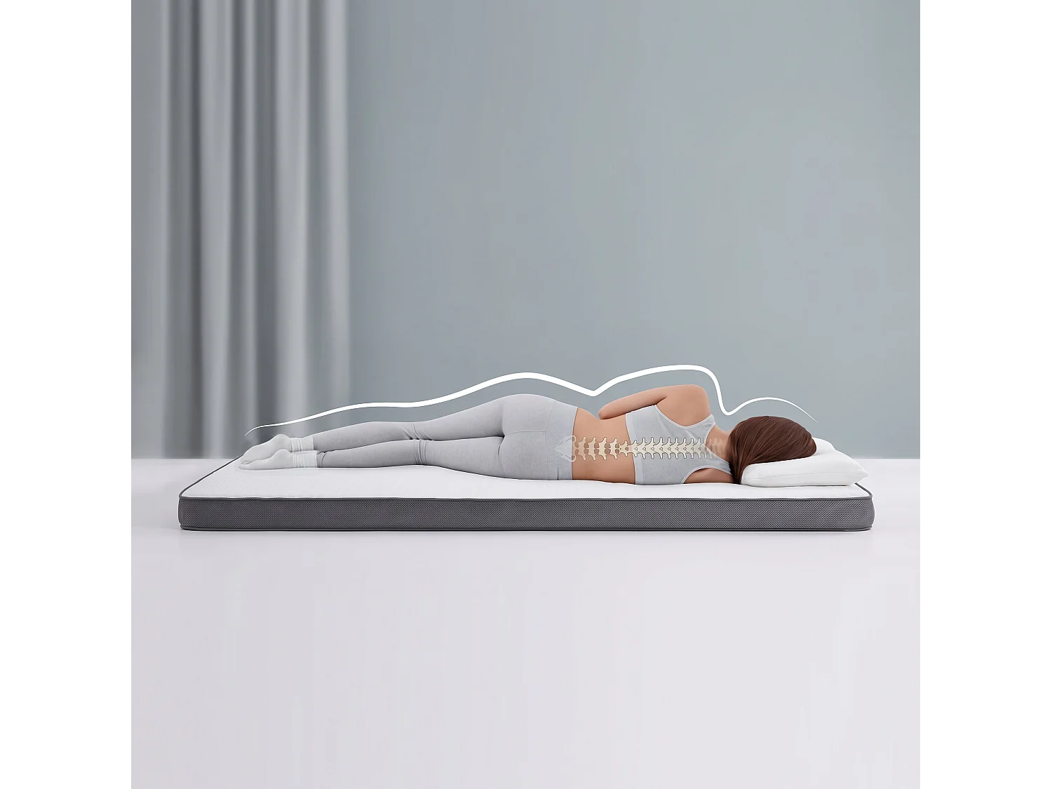 Surmatelas 140x200cm Mousse haute résilience, épaisseur 7 cm, double face – H2 (souple) / H3 (ferme)