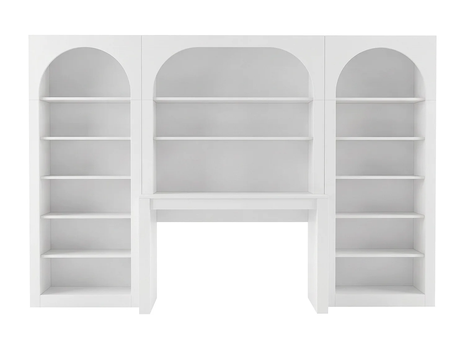 Bureau bibliothèque avec 2 étagères et 12 niches - Blanc - CYMORA