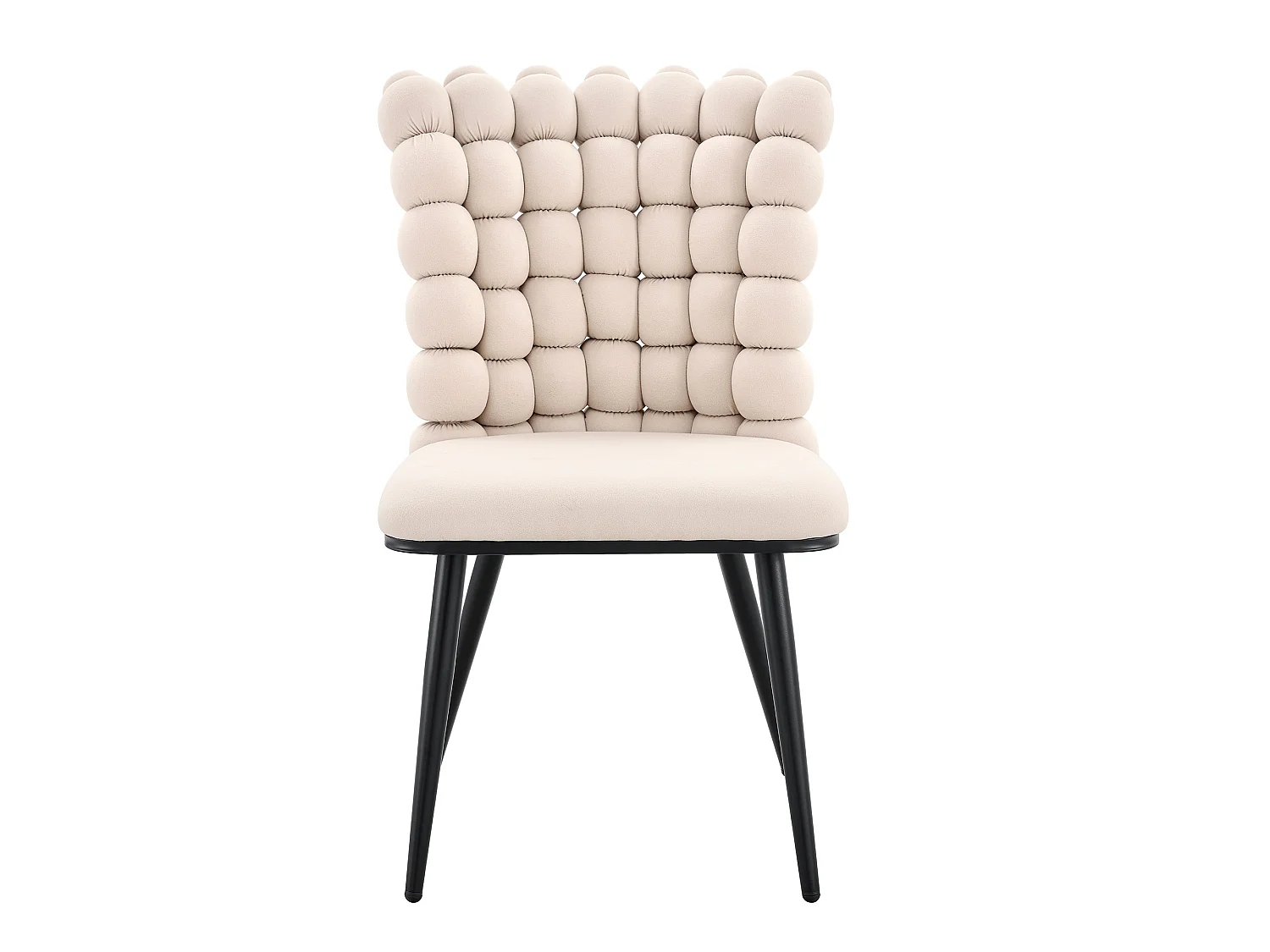 Set van 2 Stoelen Velours Perle Bloc, Design Stoel met Vierkante Kralen Rugleuning, Goud/Zwart Metalen Poten