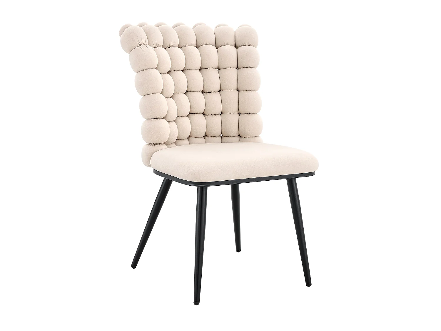 Set van 2 Stoelen Velours Perle Bloc, Design Stoel met Vierkante Kralen Rugleuning, Goud/Zwart Metalen Poten