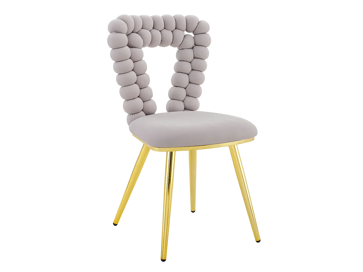 Perle Cœur, Lot de 2 Chaises Salle à Manger en Velours, Chaise Design avec Dossier Évidé en Cœur Formé de Billes Sphériques, Pieds Métal Noir ou Doré
