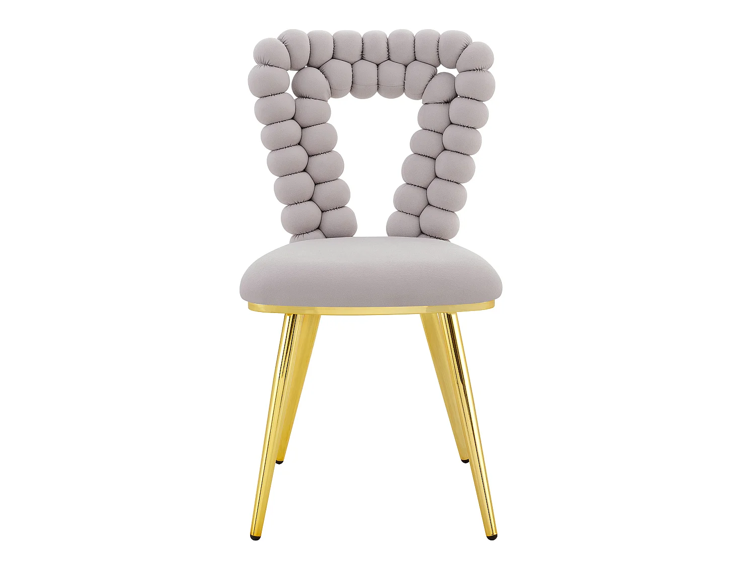Perle Cœur, Lot de 2 Chaises Salle à Manger en Velours, Chaise Design avec Dossier Évidé en Cœur Formé de Billes Sphériques, Pieds Métal Noir ou Doré