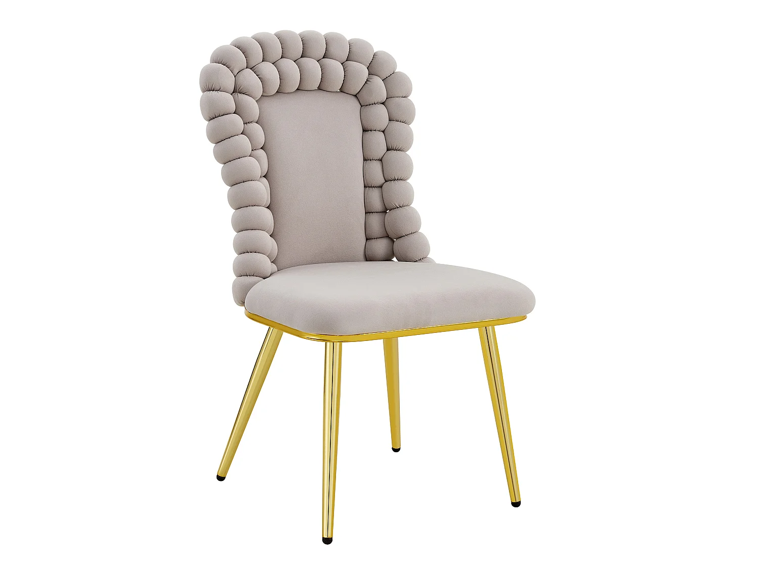 Perle Chaîne Lot de 2 Chaises Salle à Manger en Velours, Chaise Haute Design avec Bordure de Dossier en Billes Sphériques, Pieds Métal Noir ou Doré