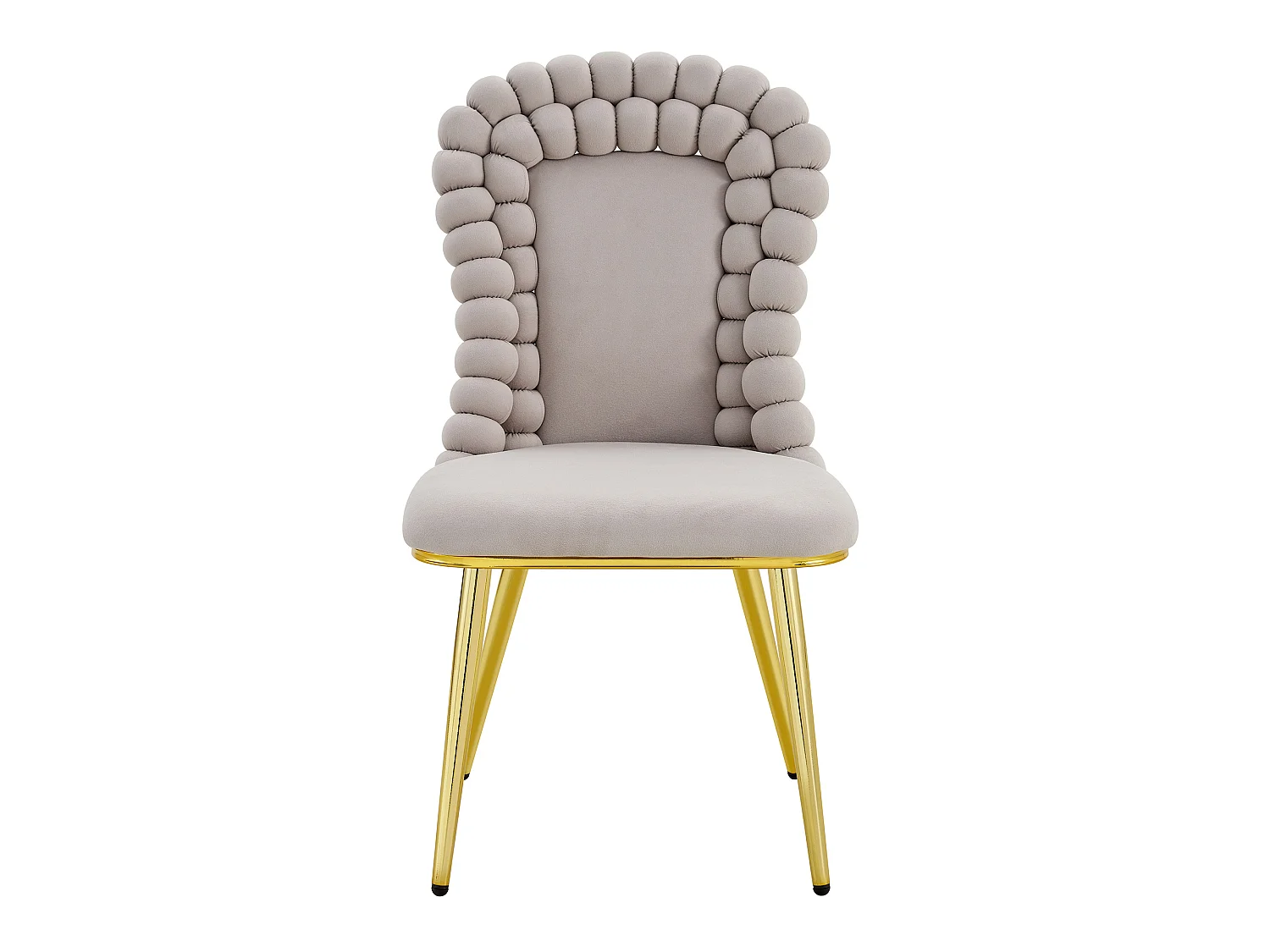 Perle Chaîne Lot de 2 Chaises Salle à Manger en Velours, Chaise Haute Design avec Bordure de Dossier en Billes Sphériques, Pieds Métal Noir ou Doré