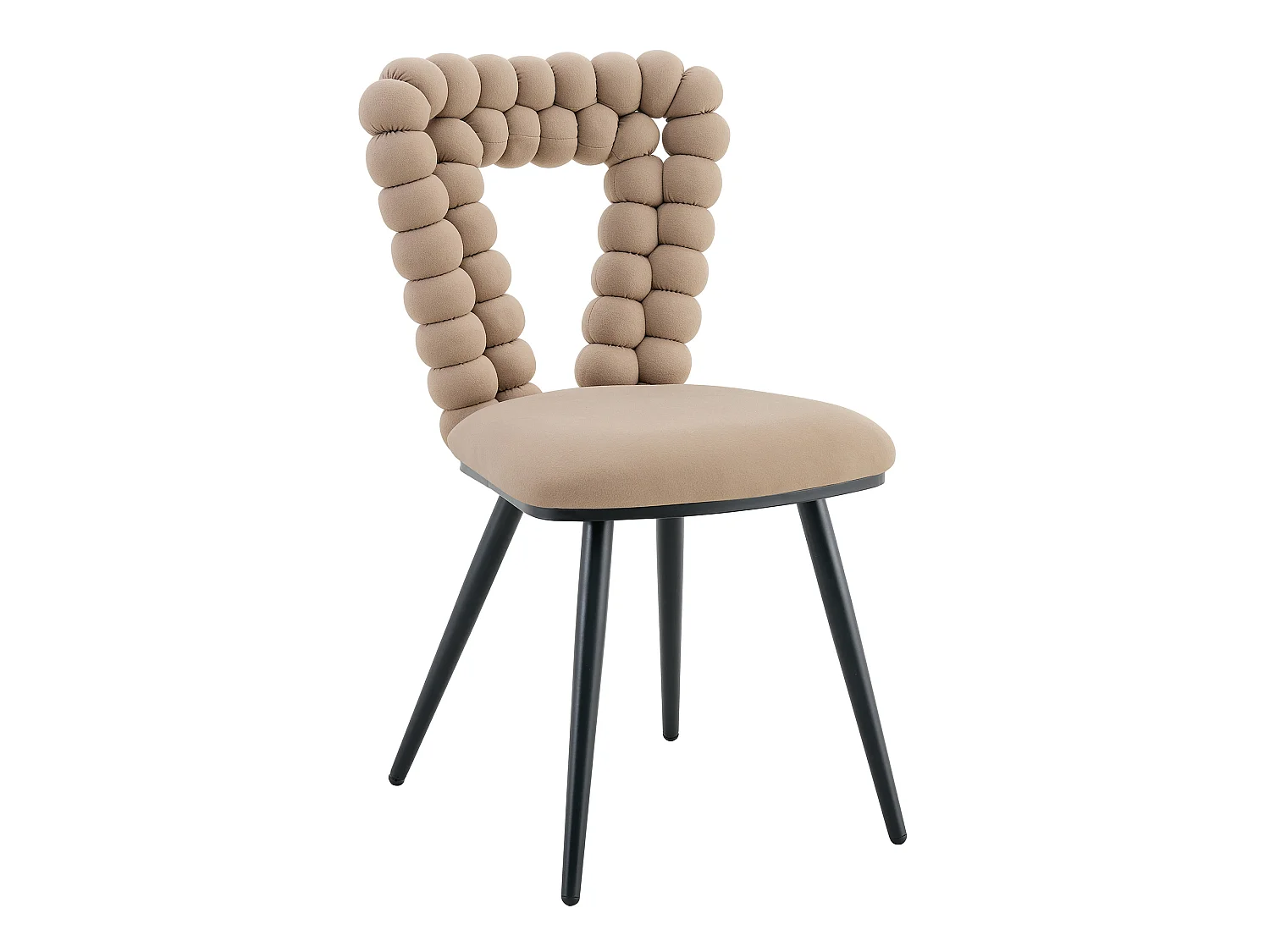 Perle Angle Lot de 2 Chaises Salle à Manger en Velours, Chaise Design avec Dossier Évidé en Triangle Inversé Formé de Billes Sphériques, Pieds Métal Noir ou Doré