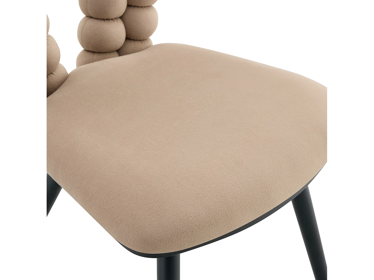 Perle Angle Lot de 2 Chaises Salle à Manger en Velours, Chaise Design avec Dossier Évidé en Triangle Inversé Formé de Billes Sphériques, Pieds Métal Noir ou Doré